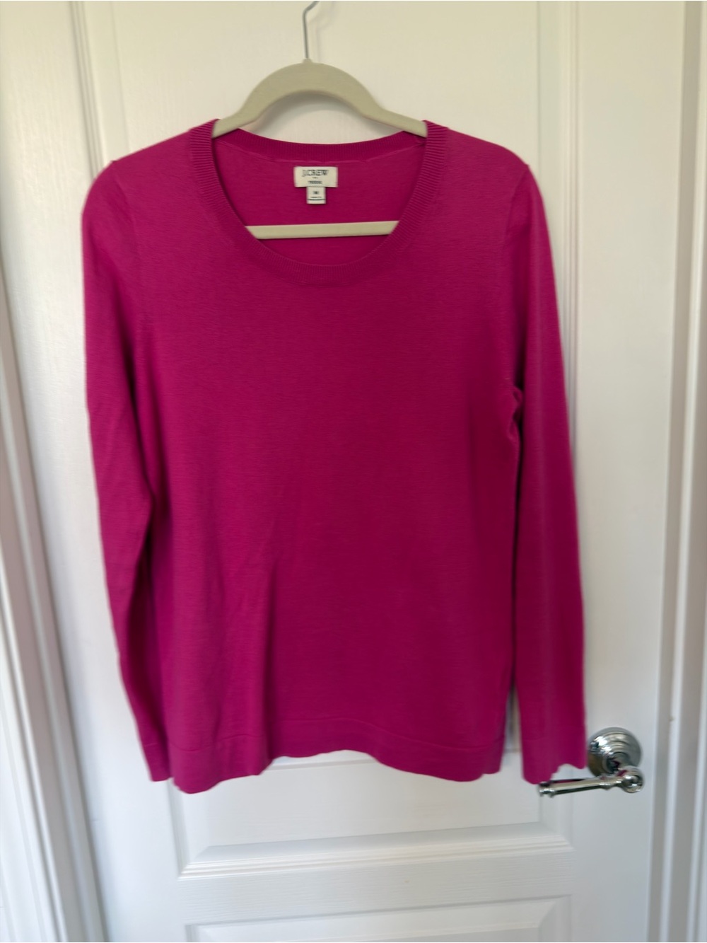 J. Crew Women's Long-Sleeve Crewneck Sweater in Bright Fuchsia